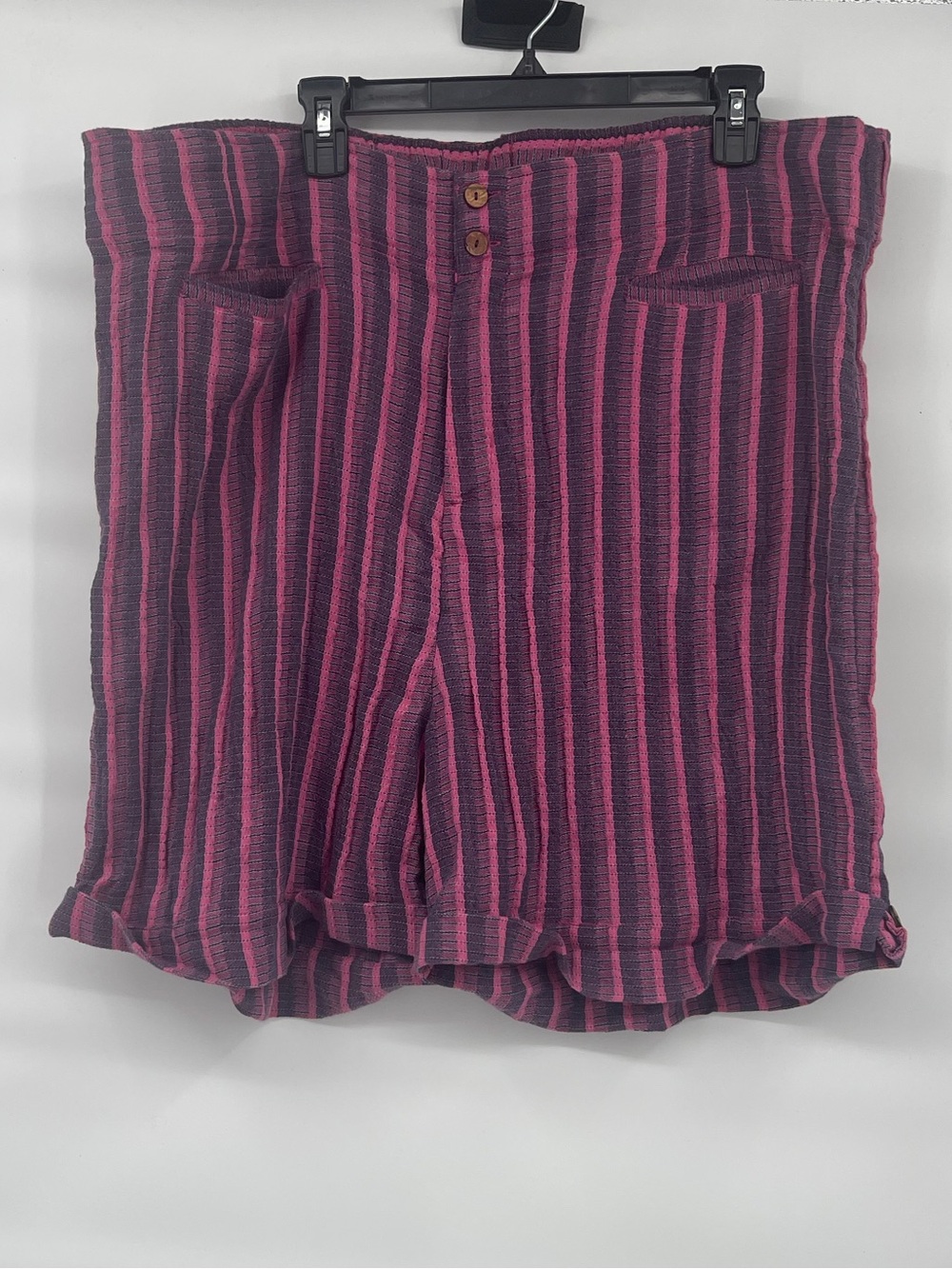 Soft surroundings nwt cotton wool blend pink purple stripe shorts